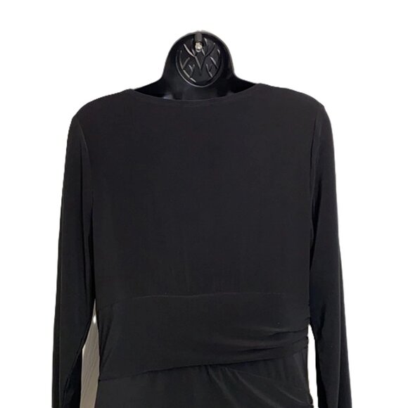 Bisou Bisou Womens Black Drapped Midi V-Neck Rouched Dress – Size 6 – Brand New! - Picture 4 of 16